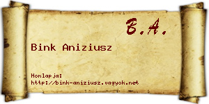 Bink Aniziusz névjegykártya
